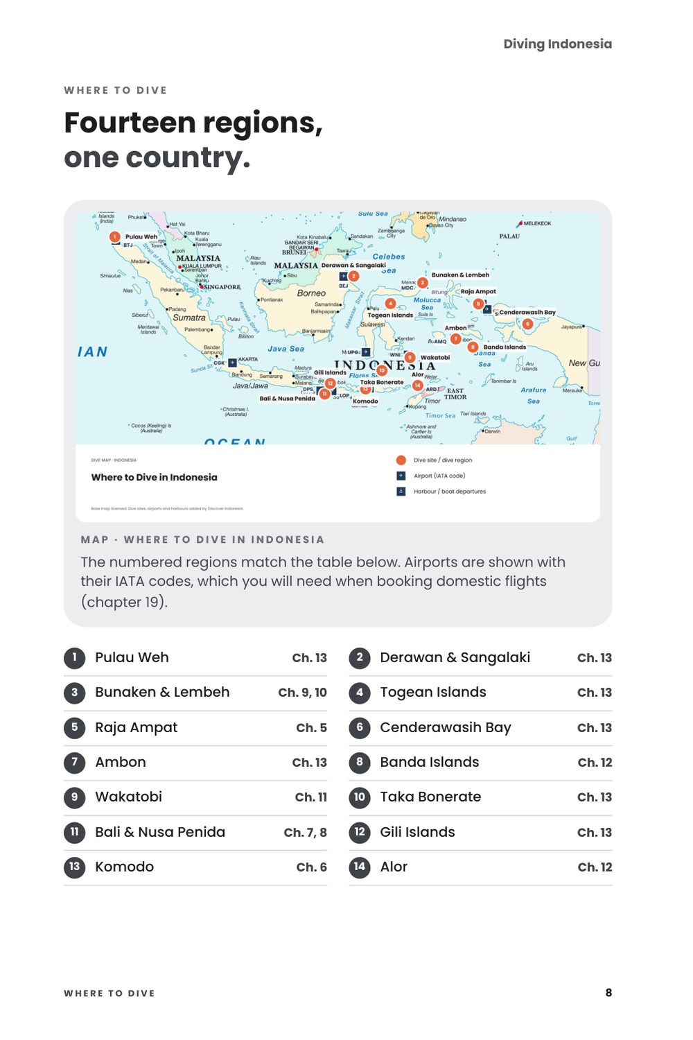 Diving Indonesia, inside page: Where to dive: fourteen regions