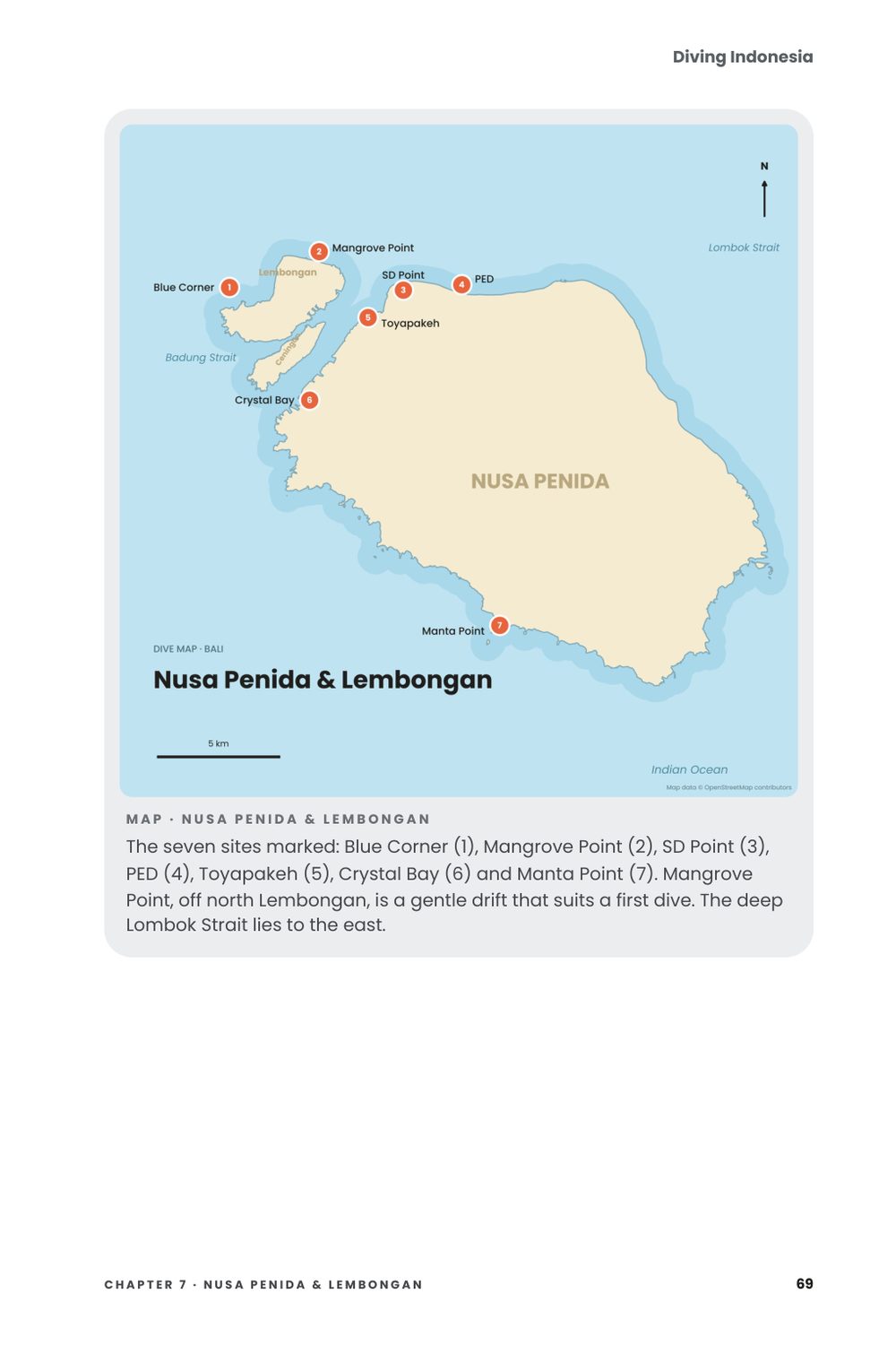 Diving Indonesia, inside page: Map · Nusa Penida & Lembongan