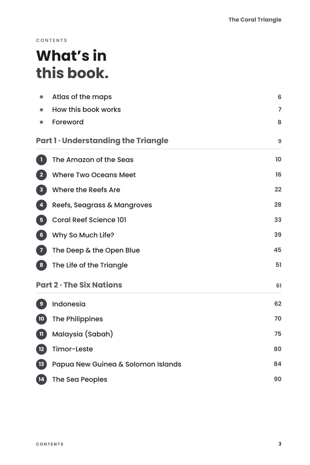 The Coral Triangle, inside page: Contents